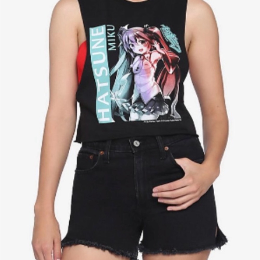 Hatsune Miku printed Crop Muscle Top size med sleeveless
